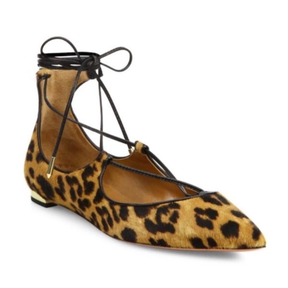 Aquazzura Shoes - Relisted Aquazurra animal print fur lace up flats